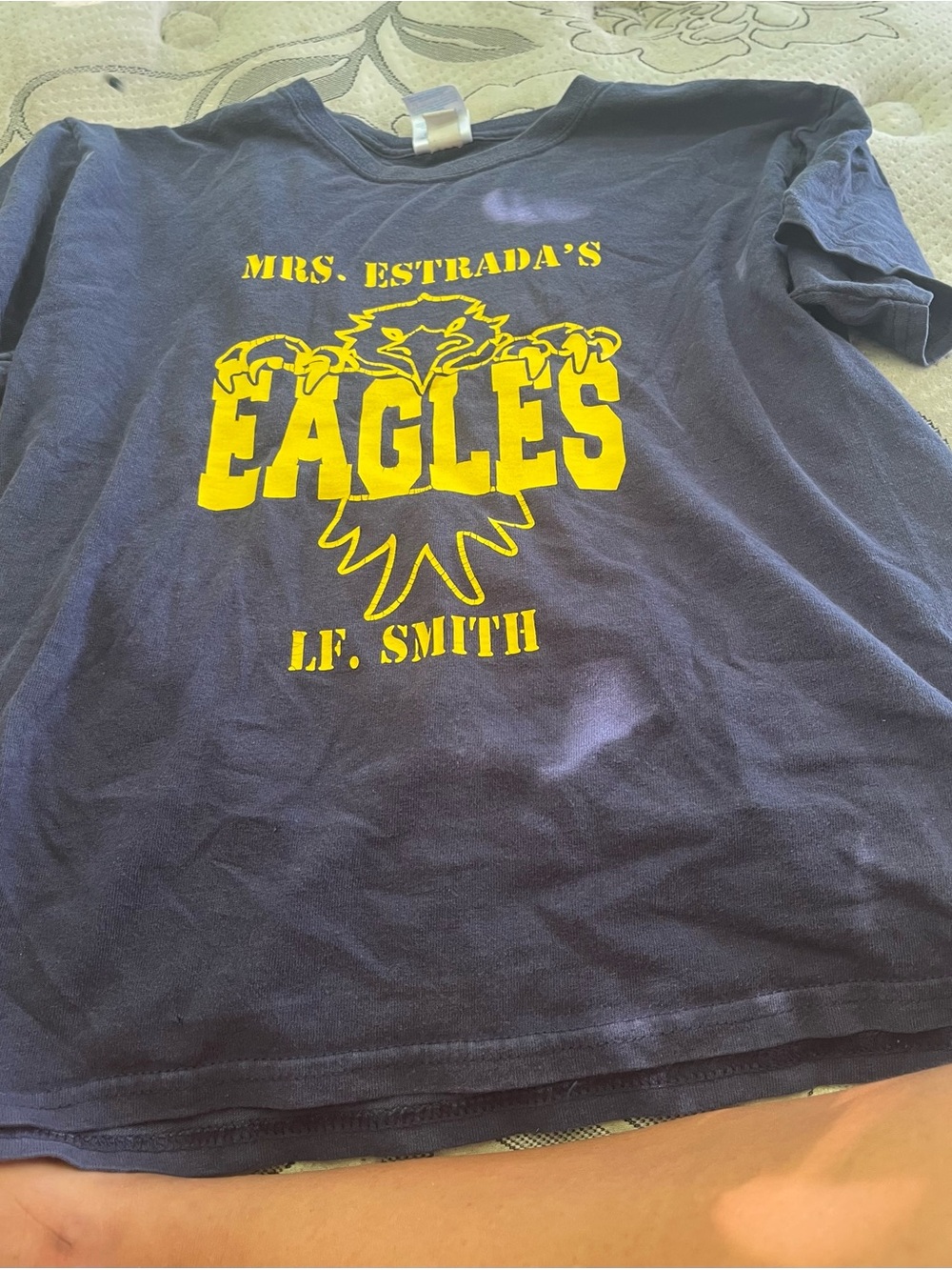 Gildan Navy Short Sleeve Tee with Yellow Eagles Graphic